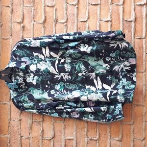 Banana Republic Dillon Stretch Satin Botanical Print Blouse